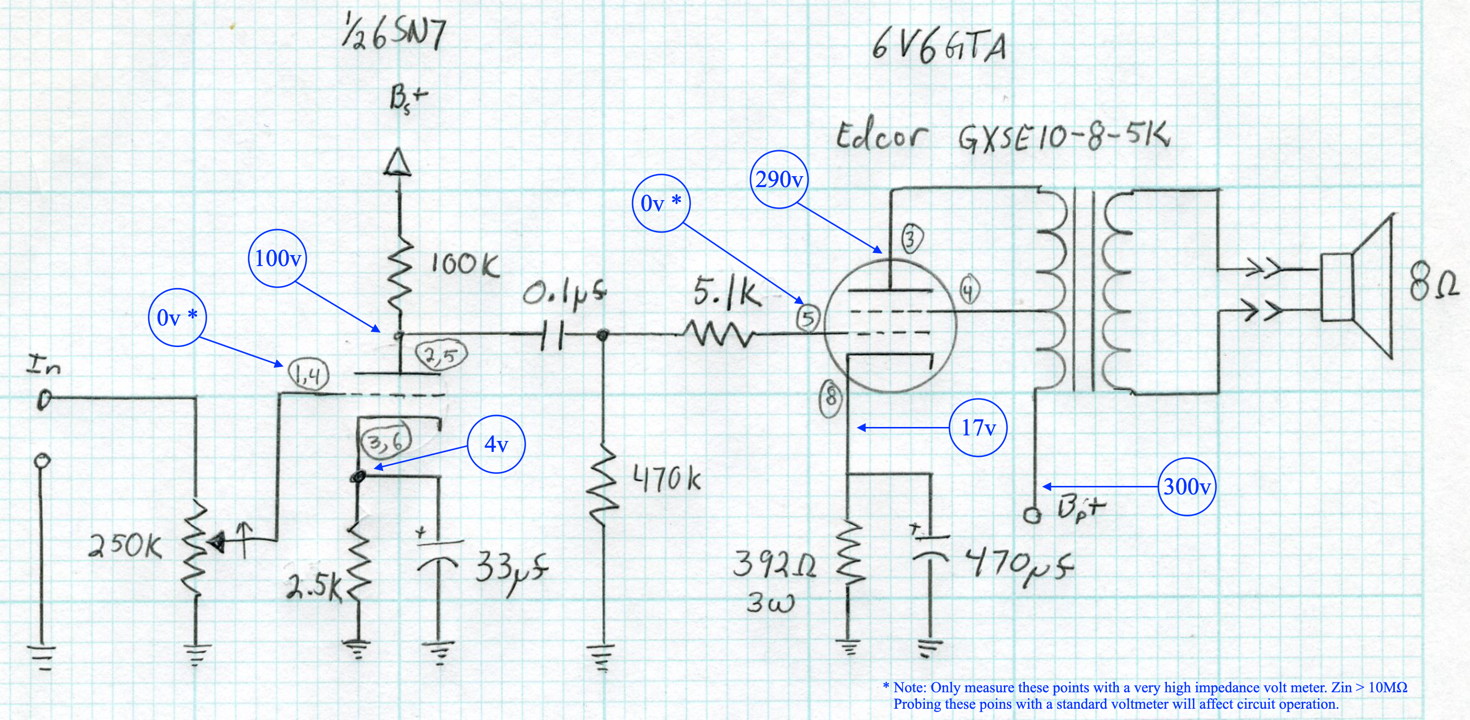 Schematic with DC voltages