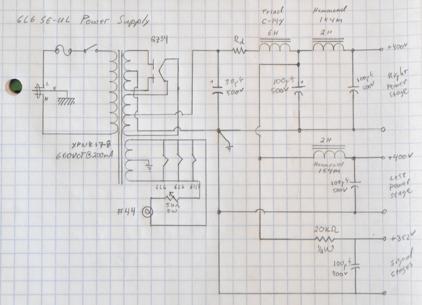 6L6 SE-UL Power Suply Schematic